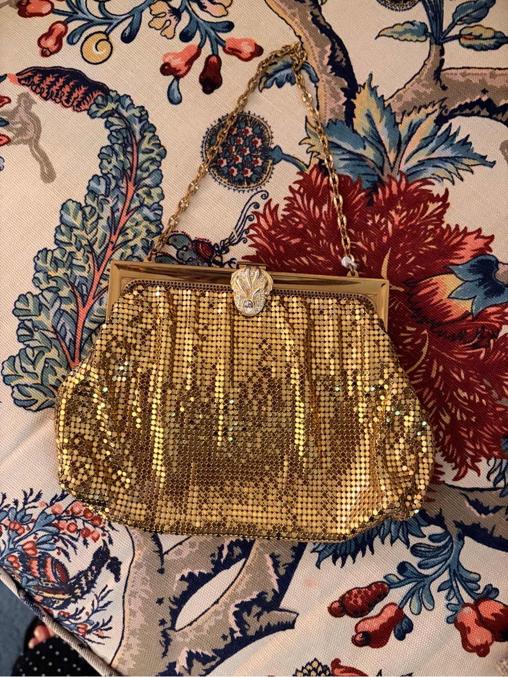 Whiting & Davis Gold Mesh Evening Clutch with Chain